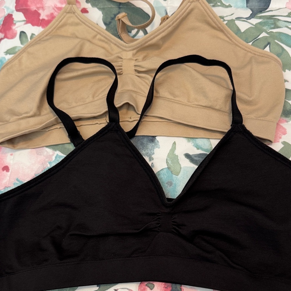 Seamless Comfort Bralette - Black and Nude Small